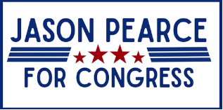 Jason Pearce campaign image featuring Pearce in a suit with campaign branding for his U.S. House run in Texas' 4th District.