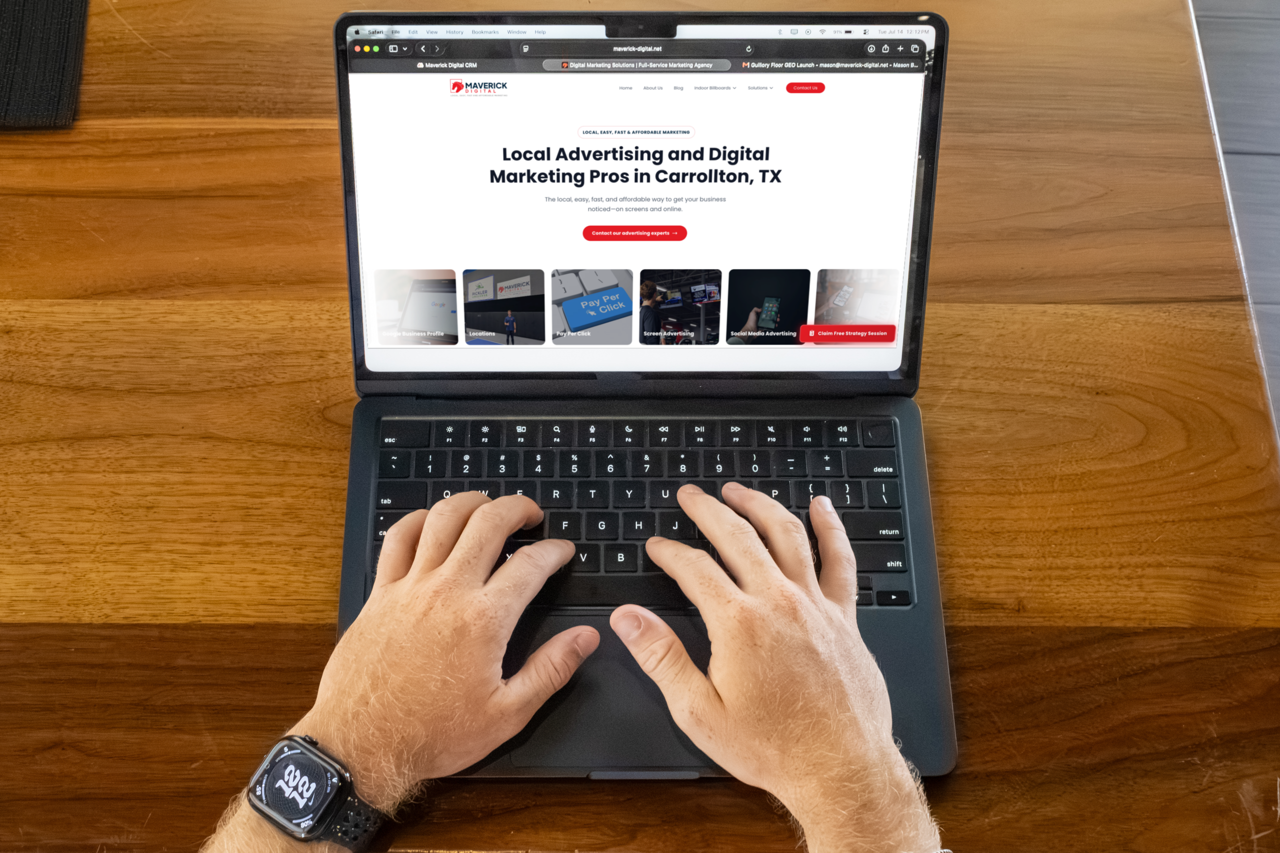 Maverick Digital website displayed on a laptop