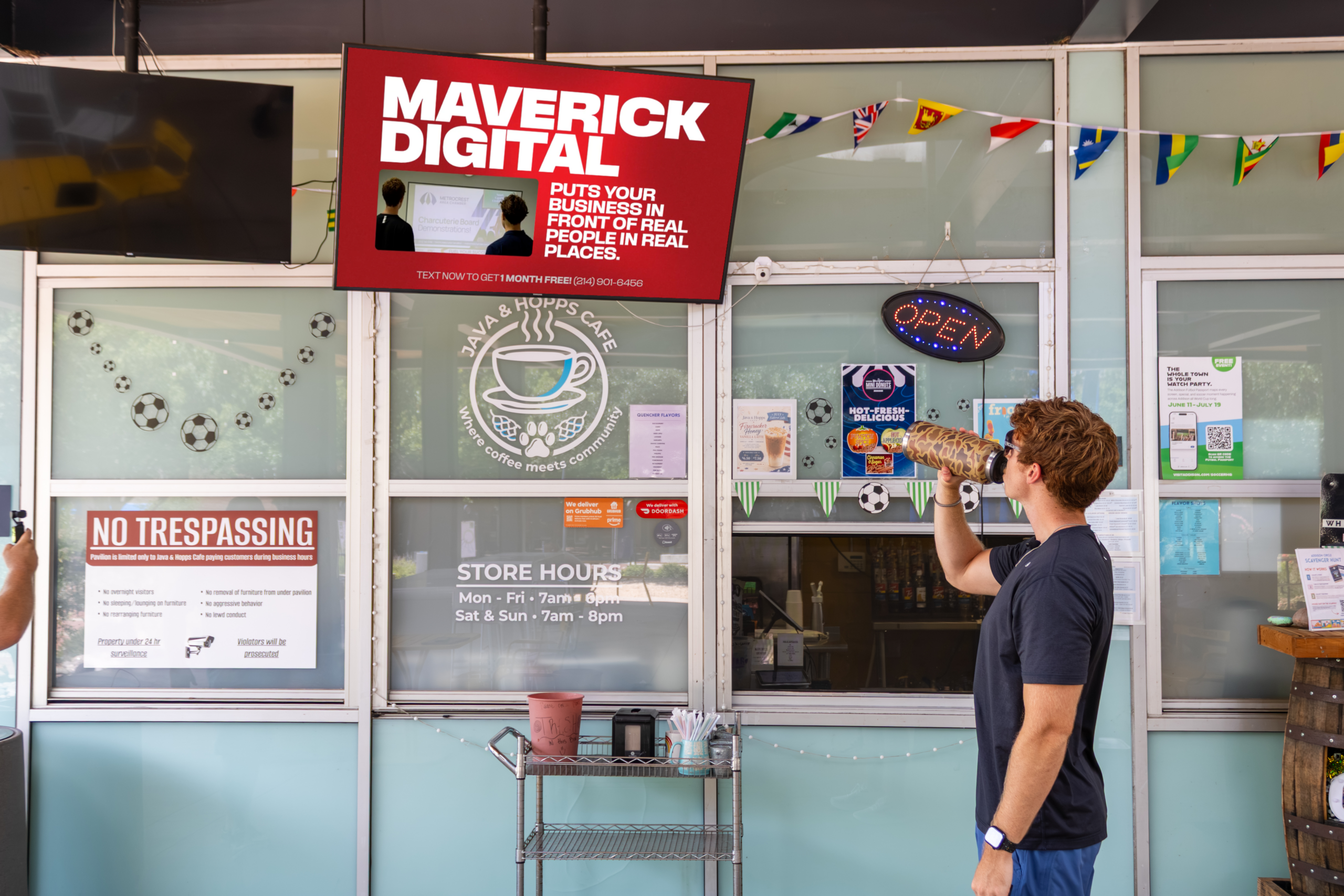 Maverick Digital advertisement at Java & Hopps Café